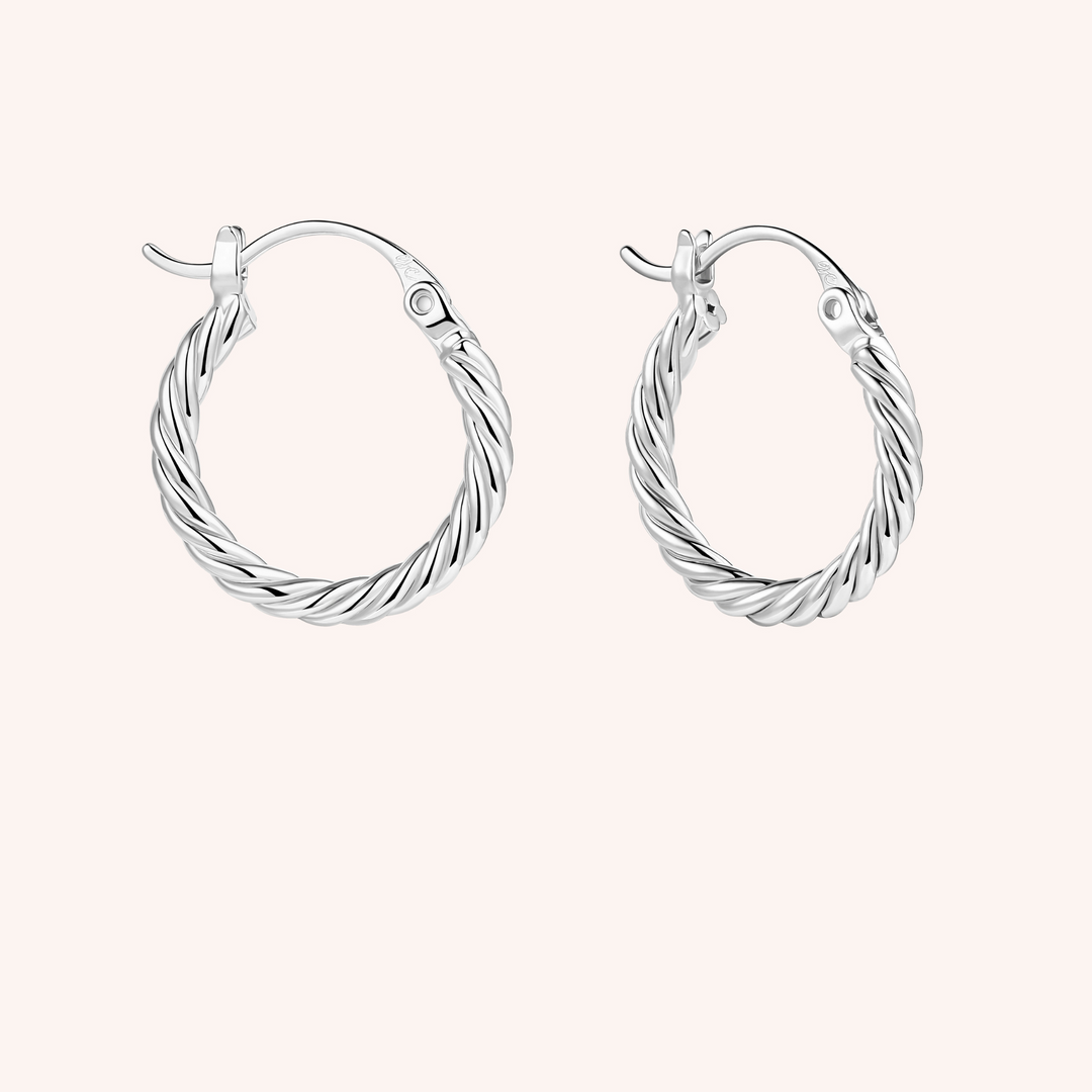 twisted silver plated hoops 