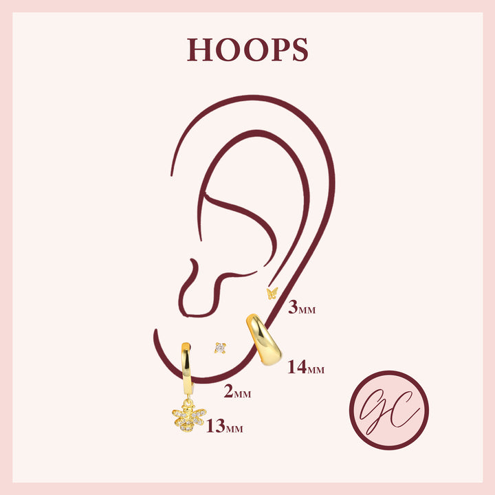 gold plated hoops and studs earring drawing