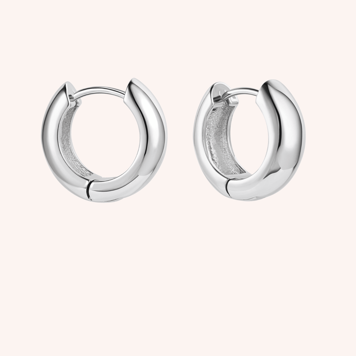 Chunky huggies silver plated earrings