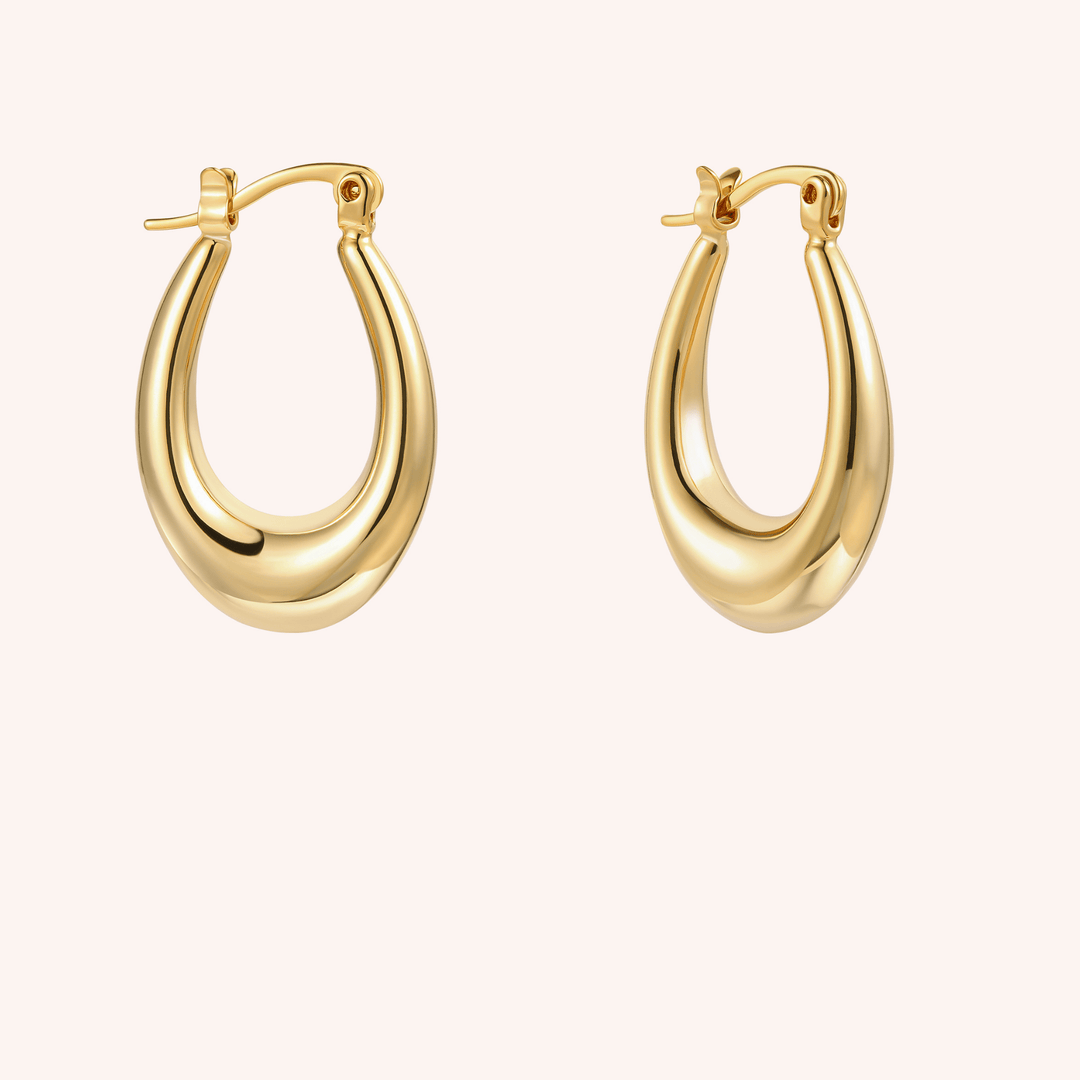 chunky hoops gold drop earrings 18k gold plated 
