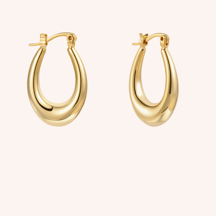 chunky hoops gold drop earrings 18k gold plated 