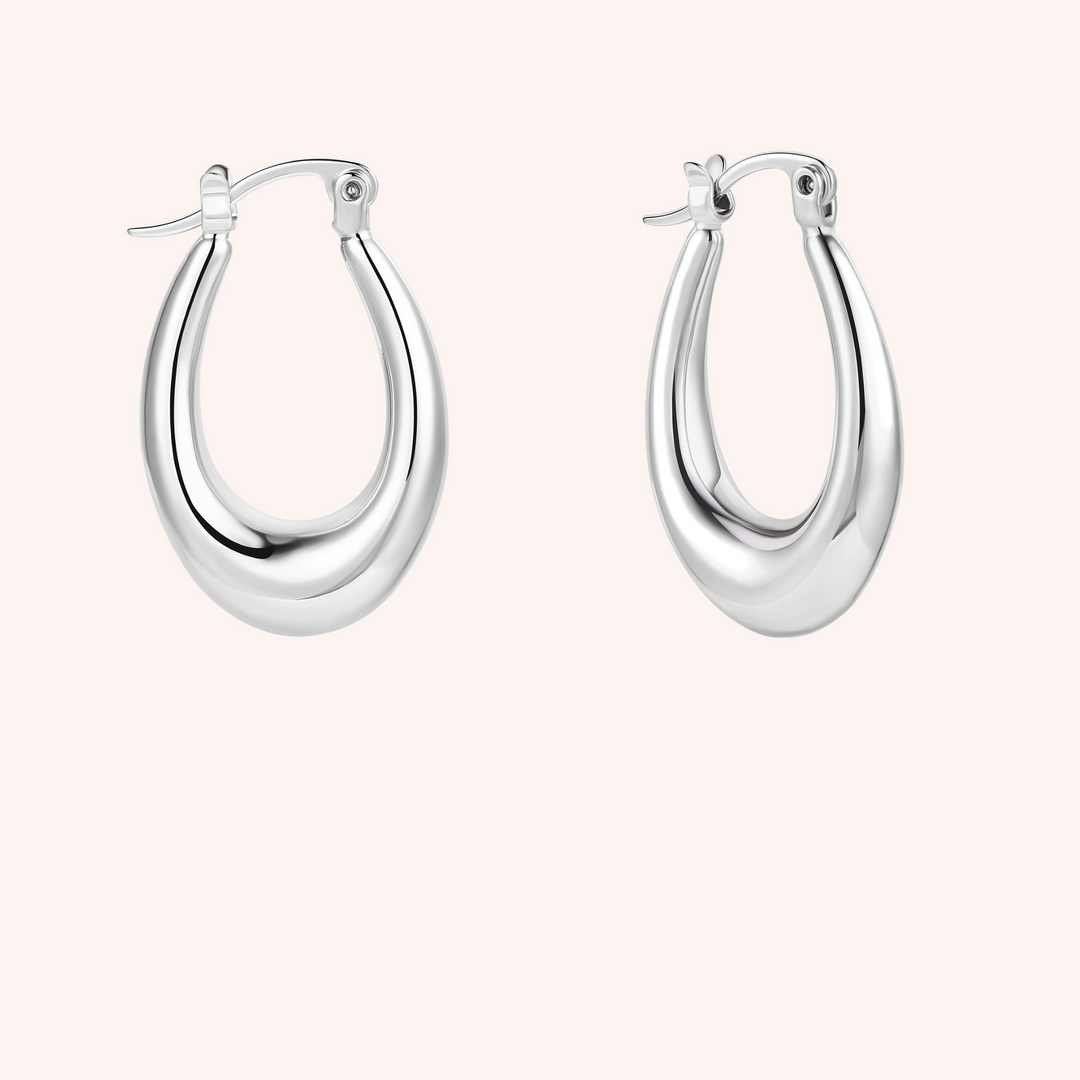 chunky hoops gold drop earrings silver plated