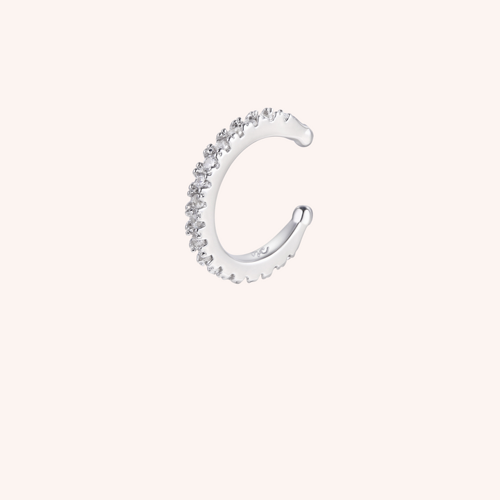 pave ear cuff silver plated brass
