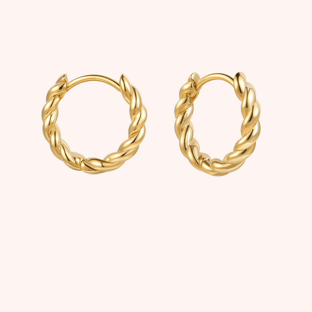 twisted huggies 18k gold plated earrings 