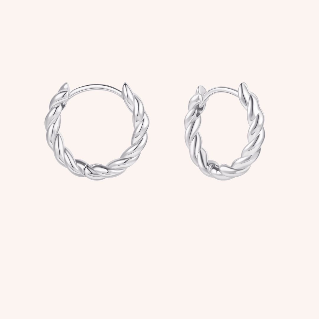 twisted huggies silver plated earrings 