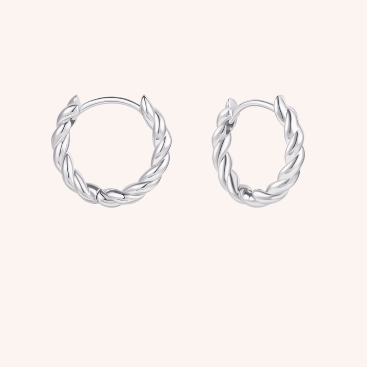 twisted huggies silver plated earrings 