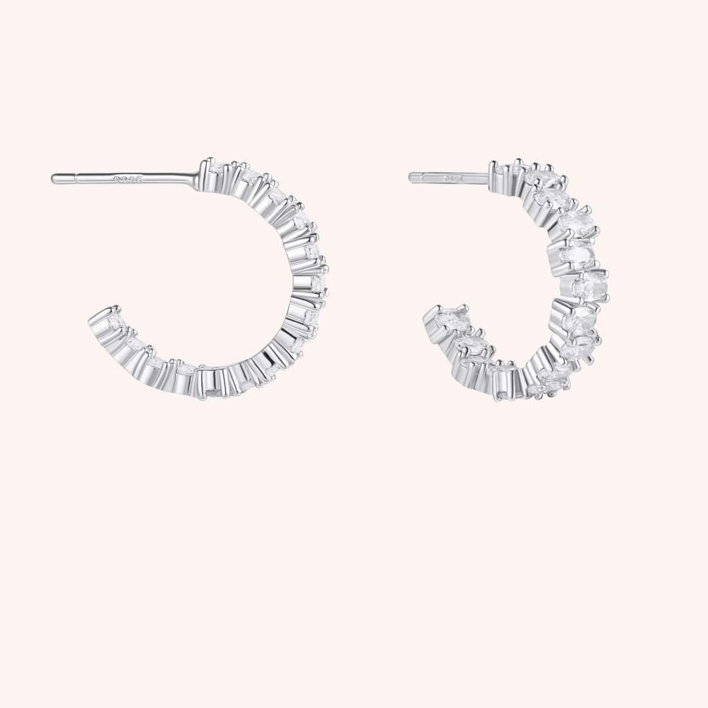 cz inside out hoops silver plated earrings
