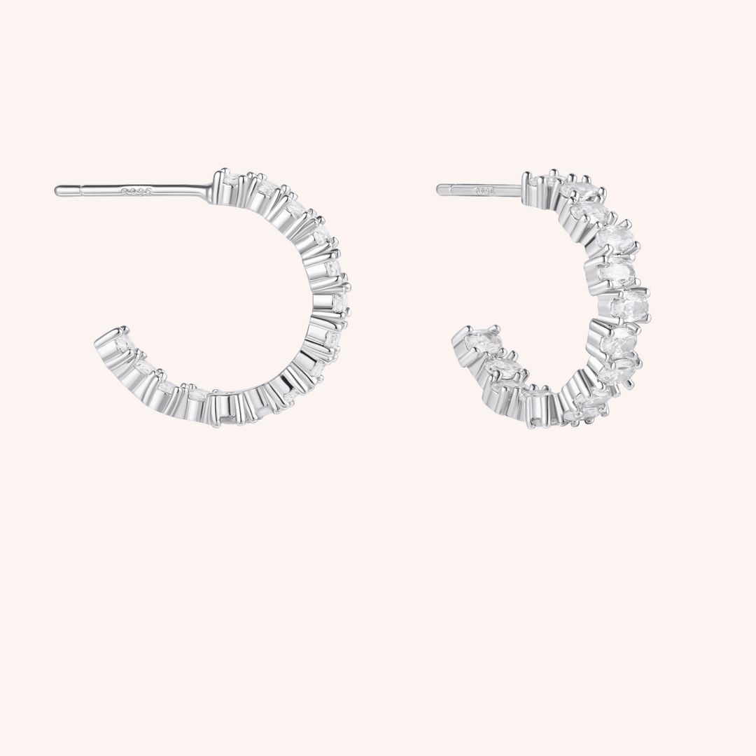 cz inside out hoops silver plated earrings