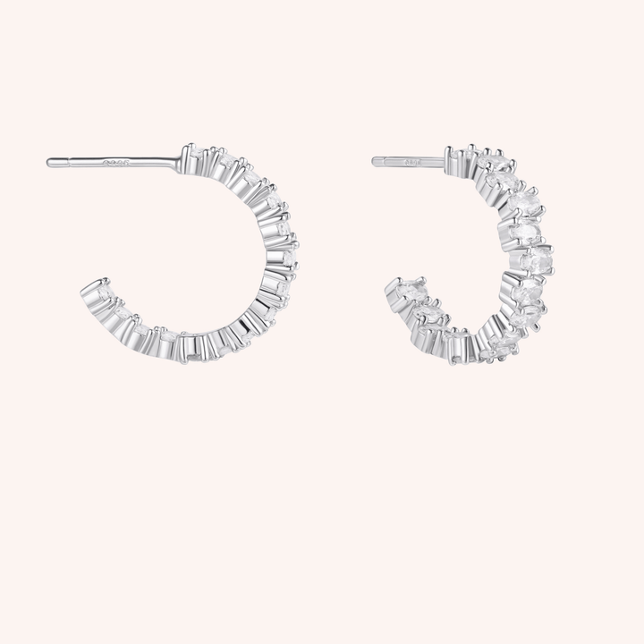 cz inside out hoops silver plated earrings