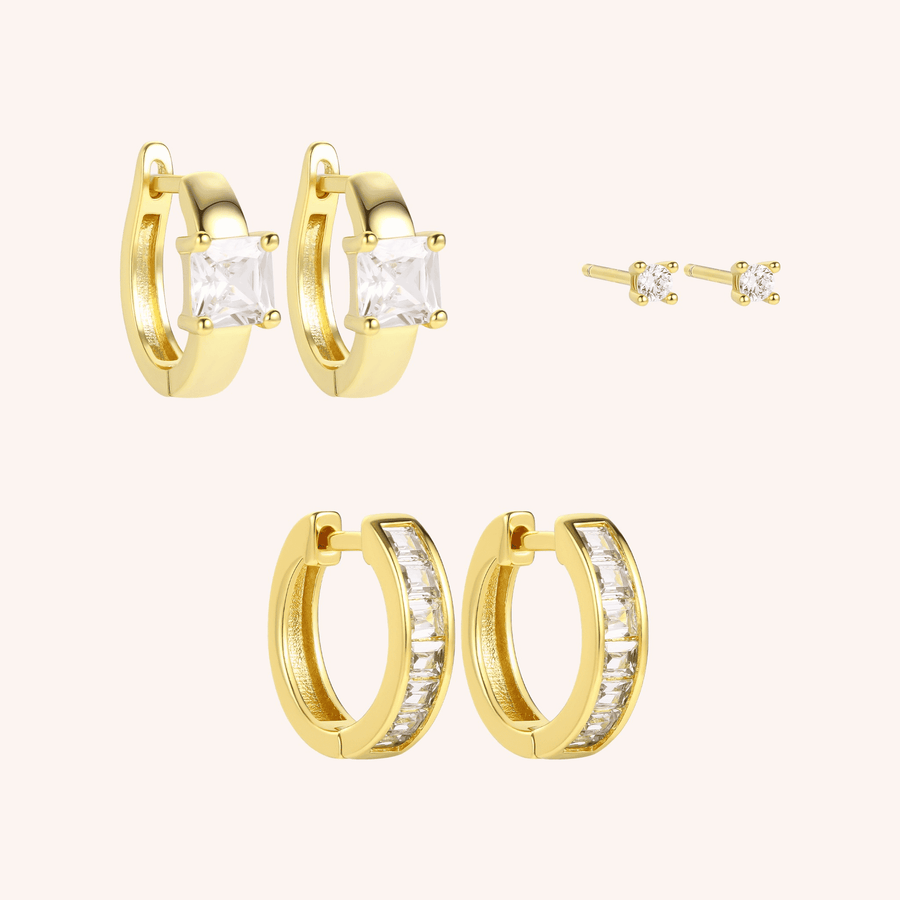 traditional chunky gold hoops pave hoops cz earrings 
