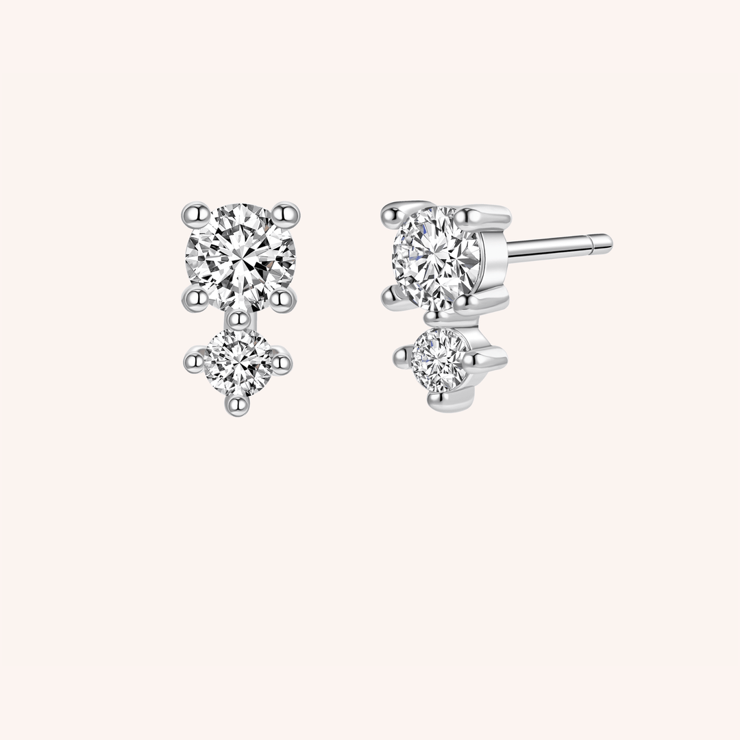 cz studs silver plated earrings 