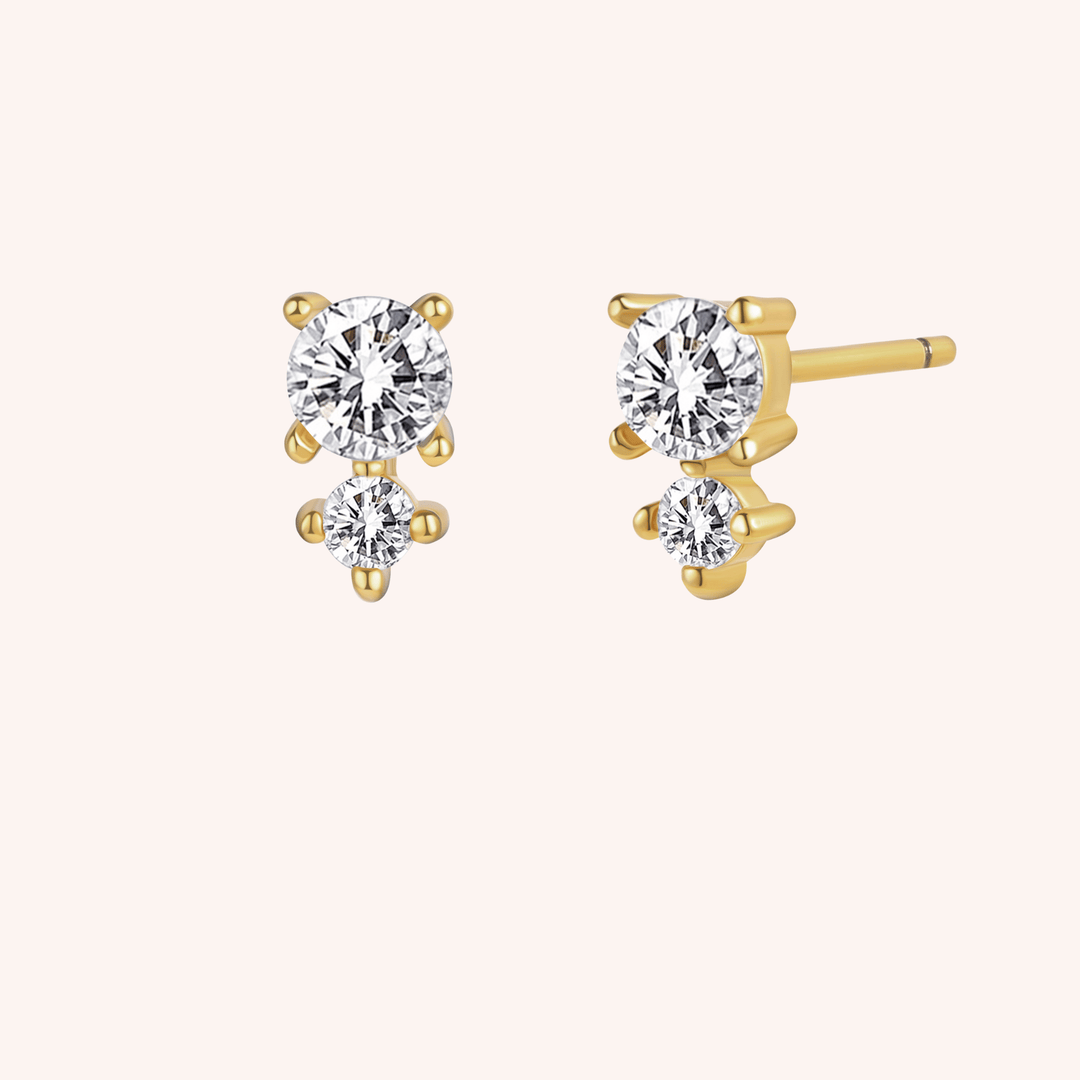 cz studs gold plated earrings 