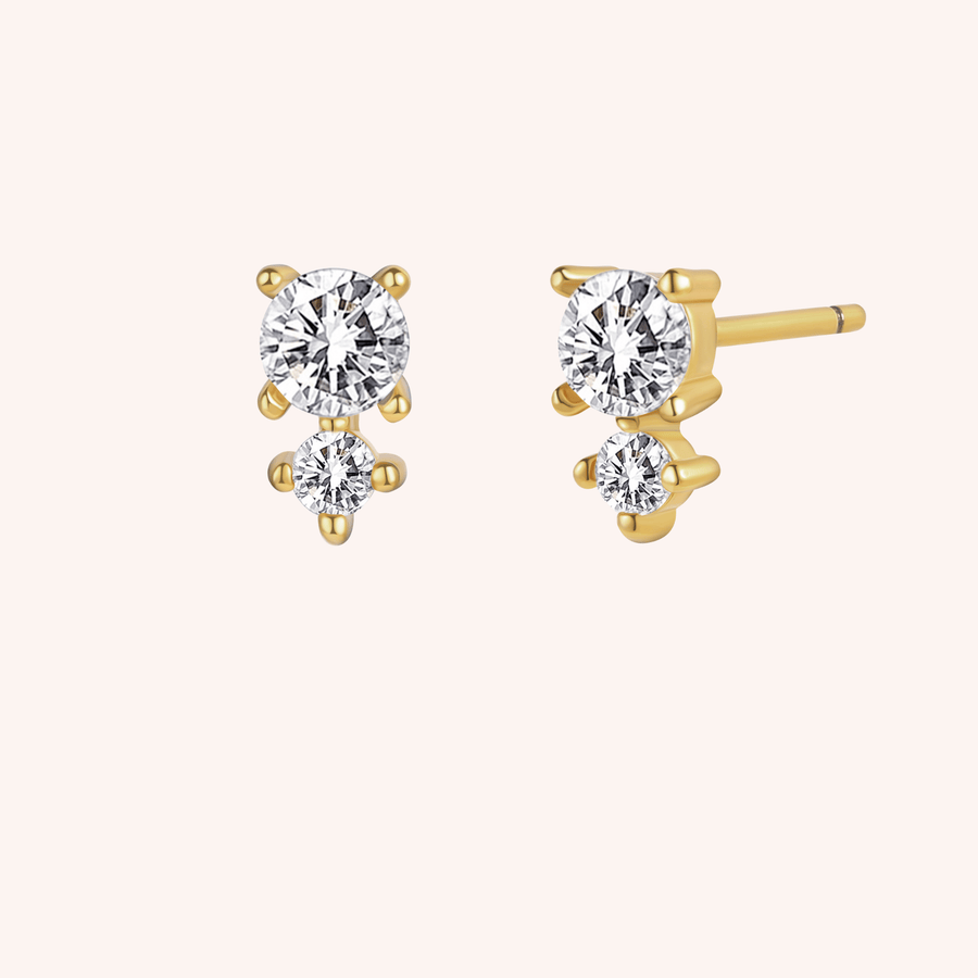 cz studs gold plated earrings 
