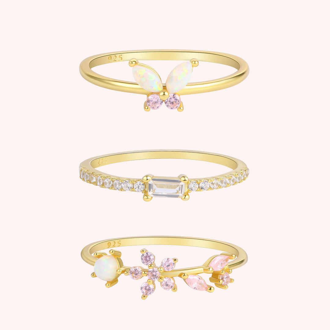 Butterfly Bliss Ring Stack in Sterling Silver