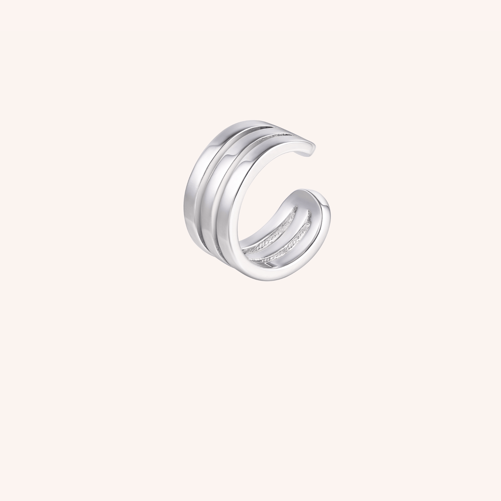 ribbed ear cuff silver plated