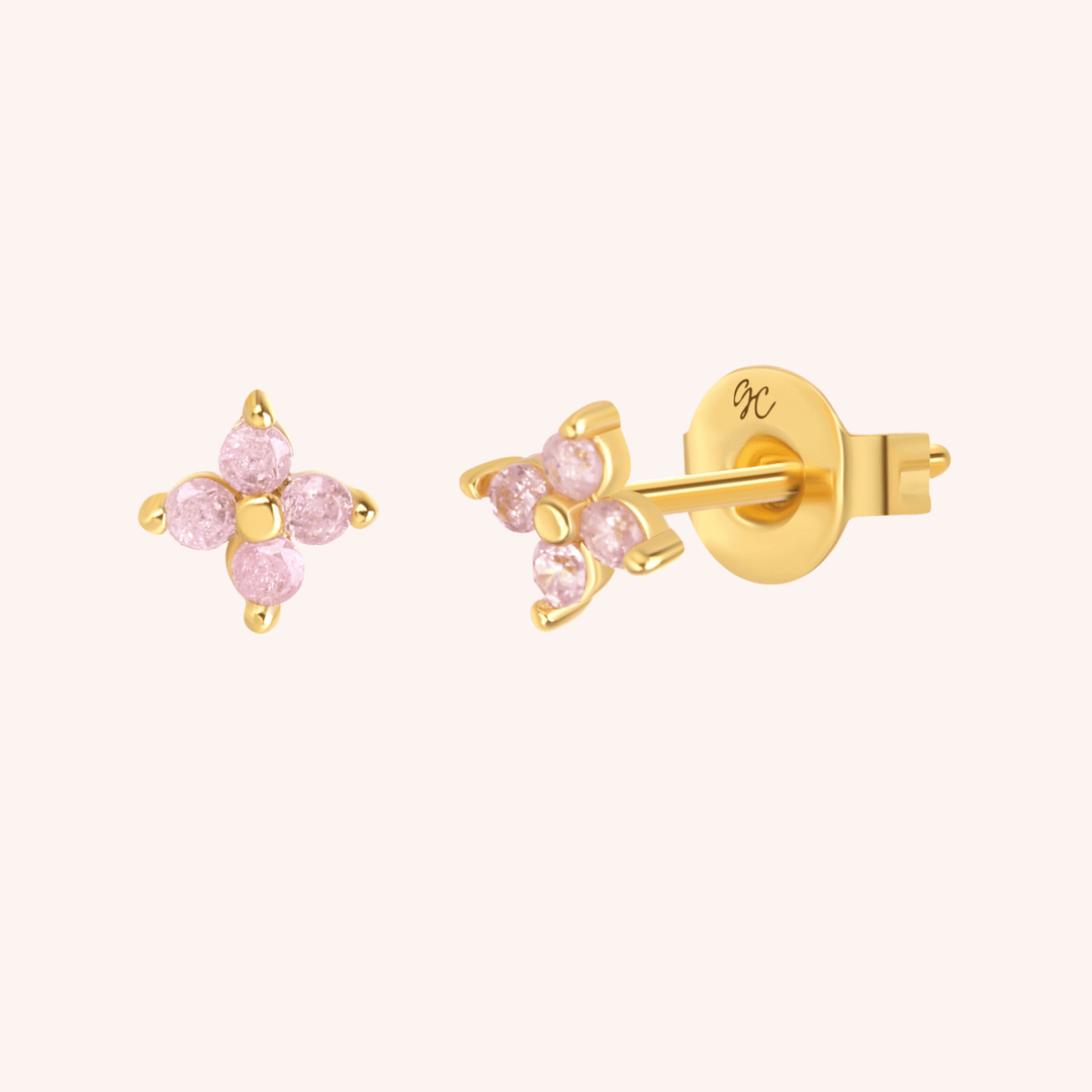 Rosie Studs Pink Ice CZ Gold Plated Earrings 