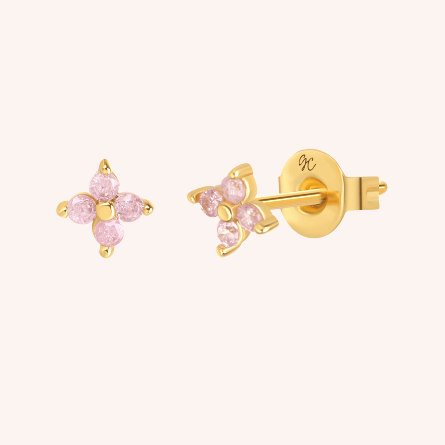 Rosie Studs Pink Ice CZ Gold Plated Earrings 