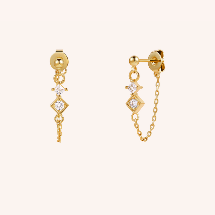 cz stud chain 18k gold plated 