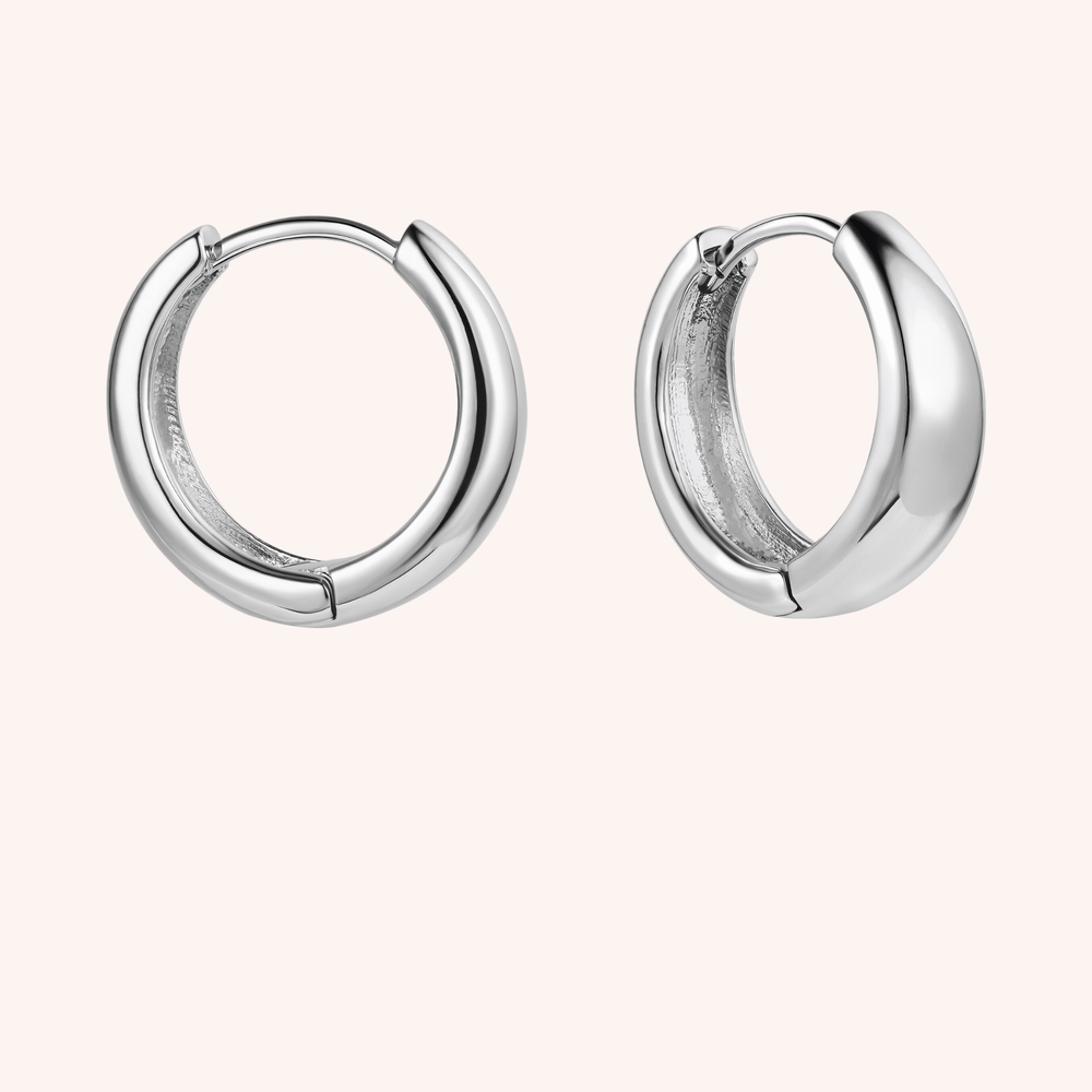 Chunky Drop Hoops Silver Plated earrings 