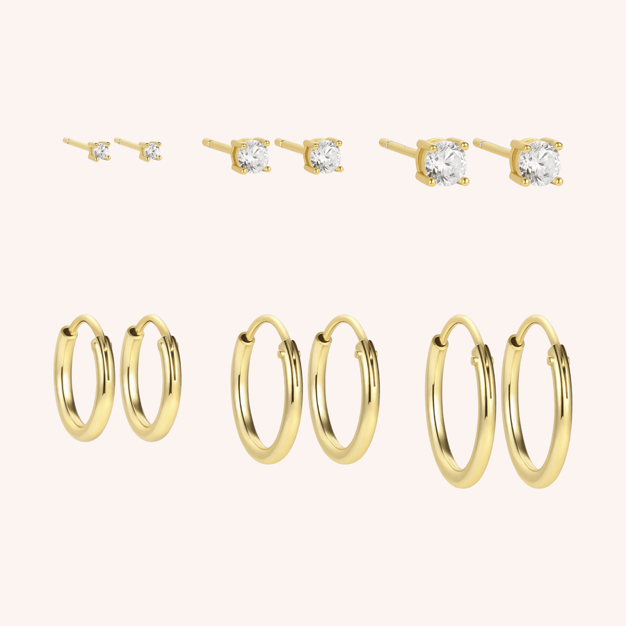 gold plated sterling silver studs hoops huggies cz earrings 